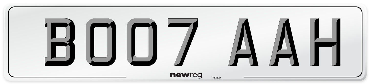 BO07 AAH Number Plate from New Reg